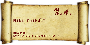 Niki Anikó névjegykártya